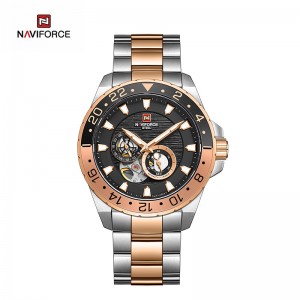 NAVIFORCE NFS1003 Висококачествен достъпен автоматичен механичен изцяло стоманен 24-часов дисплей Водоустойчив мъжки часовник