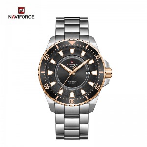 NAVIFORCE NFS1004 luksusowy automatyczny mechaniczny zegarek w całości ze stali świecący 100 metrów do nurkowania wodoodporny świecący męski zegarek