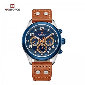 Naviforce Luxury Solar Powered 5ATM Waterproof Casual Leather Chronograph Men's Watch NFS1006