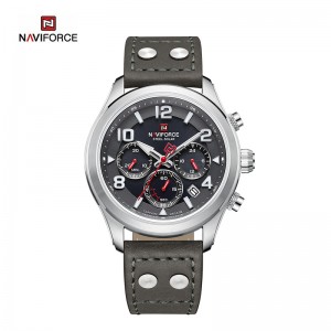 Naviforce Luxury Solar Powered 5ATM Waterproof ngesikhumba Casual Casual Chronograph Watch Men's Watch NFS1006