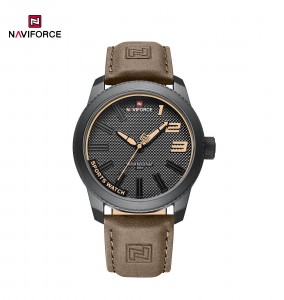 NAVIFORCE Vicus Fashion Ludis PU Leather Strap 30m IMPERVIUS homines's Watch NF9202L