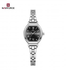 NAVIFORCE 5035 Reloj de vestir con forma de barril elegante con pulsera resistente al agua de acero inoxidable de alta calidad para mujer