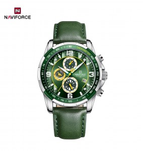 NAVIFORCE NF8020L Brand Trend Txias Waterproof Tawv Quartz Khoom kim heev Luminous Txiv neej Wristwatches