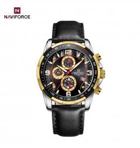 NAVIFORCE NF8020L Brand Trend Cool Waterproof Leather Quartz Luxuria Luminous Man Wristwatches