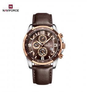 NAVIFORCE NF8020L prekės ženklo Trend Cool vandeniui atsparūs odiniai kvarciniai prabangūs švytintys vyriški rankiniai laikrodžiai