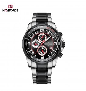 NAVIFORCE NF8020S Cinturino in Acciaio Inox Luminoso Impermeabile Men Fashion Racing Quartz Cronografu Men Watch