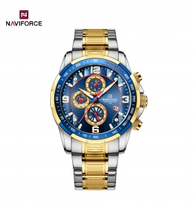 NAVIFORCE NF8020S cinturino in acciaio inossidabile luminoso impermeabile uomo moda racing cronografo al quarzo orologio da uomo