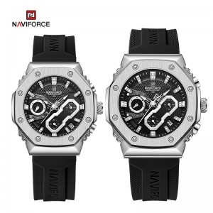 NAVIFORCE 8035 Couple Sport Quartz Chronograph Waterproof Silicone Strap Luminous Date Wristwatch for Male and Female