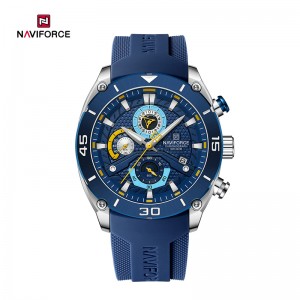 NAVIFORCE NF8038 Trendy Waterproof Sports Teenager Multi-function Chronograph Silicone Strap Men’s Watch