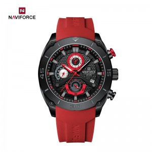 NAVIFORCE NF8038 Trendikäs vedenpitävä urheilullinen teini-ikäinen monitoiminen kronografi silikoniranneke miesten kello