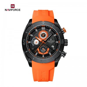 NAVIFORCE NF8038 Trendy Waterproof Sports Deugaire Ioma-ghnìomh Chronograph Silicone Strap Men's Watch