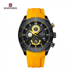 ナビフォース NF8038 トレンディな防水スポーツティーンエイジャー多機能クロノグラフシリコンストラップメンズ腕時計