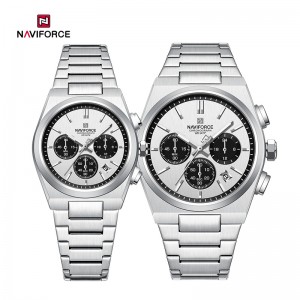 Naviforce NF8048 Classic Stylish Loveless Timeless Chronograph Stainless Steel Strap iiwotshi