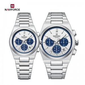 Naviforce NF8048 Classic Stylish Timeless Love Chronograph Stainless Steel Strap Vakaroorana Watches