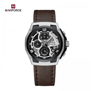 Чоловічий чоловічий годинник Naviforce NF8051L з вишуканим і елегантним дизайном у вигляді соти з натуральної шкіри