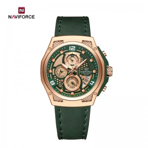 Naviforce NF8051L Markante und elegante Uhr aus echtem Leder mit Wabenmuster für Herren