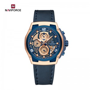 Naviforce NF8051L Talagsaon ug Elegant nga Tinuod nga Balat nga Honeycomb Design Timepiece Para sa Tawo