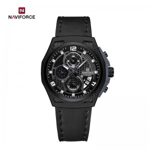 Naviforce NF8051L kenmerkende en elegante egte leer heuningkoek ontwerp uurstuk vir die mens