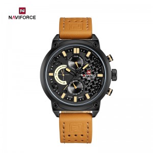 ナビフォース NF9068L ファッションビッグダイヤル多機能防水クォーツ高級スポーツメンズ腕時計