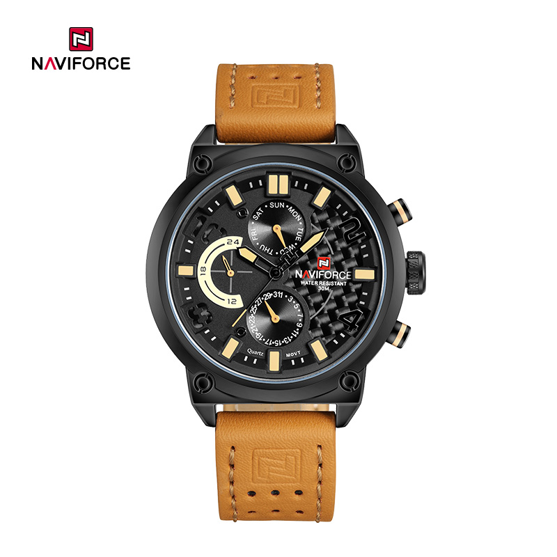 NAVIFORCE NF9068L Модные многофункциональные водонепроницаемые кварцевые роскошные спортивные мужские часы с большим циферблатом