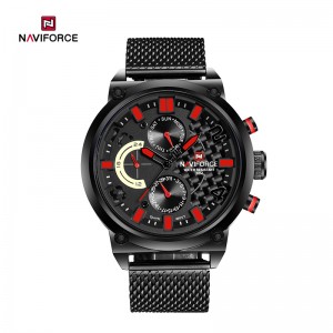 NAVIFORCE NF9068S Reloj de pulsera impermeable de cuarzo de acero inoxidable deportivo militar de moda para hombres