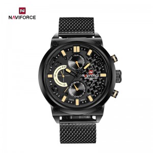 NAVIFORCE NF9068S Moda Wojskowy Sportowy wodoodporny zegarek kwarcowy ze stali nierdzewnej dla mężczyzn