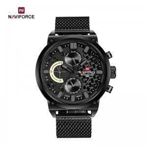 NAVIFORCE NF9068S modna vojaška športna kvarčna vodotesna zapestna ura iz nerjavečega jekla za moške