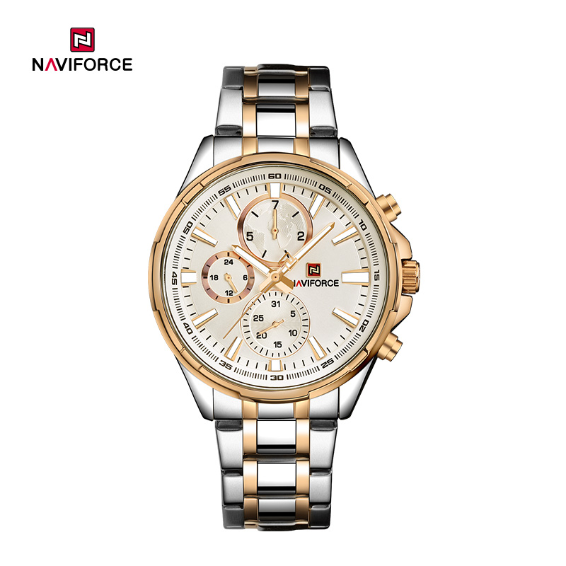 NAVIFORCE NF9089 Men’s Watch Gentleman Fashionable and Elegant Three-eye Six-hand Multi-function Large Dial Waterproof Luminous Quartz Watch