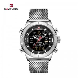 NAVIFORCE NF9153S Podwójny wyświetlacz wielofunkcyjny wodoodporny modny sportowy zegarek męski z tkanym paskiem