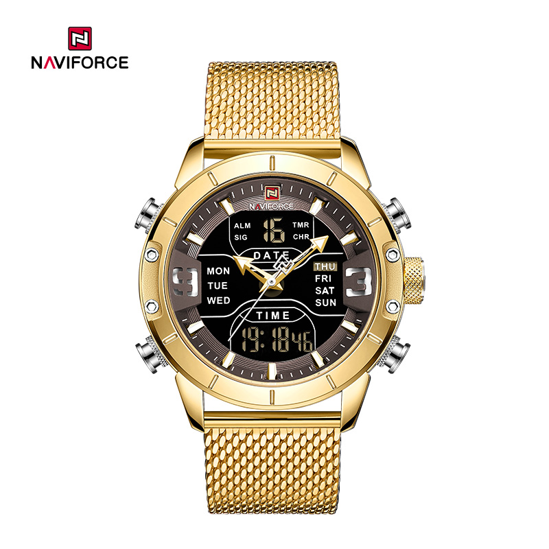 Pánské hodinky NAVIFORCE NF9153S s dvojitým displejem, vodotěsné, trendy, sportovní, tkaný pásek