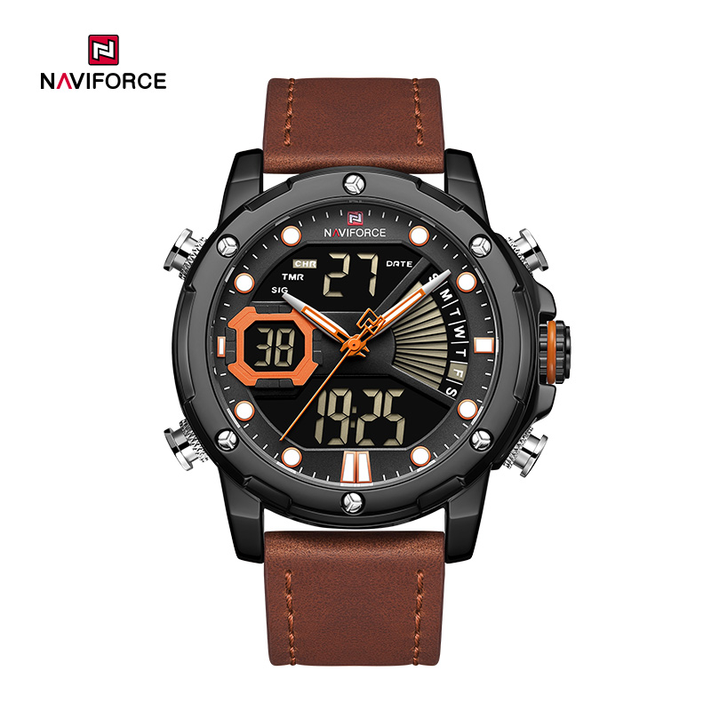 Naviforce NF9172L Elegant Crafted Multi-Functional Fashion Genuine Leather Waterproof Men Watch