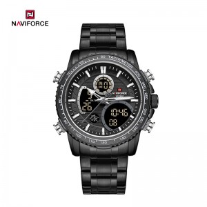 NAVIFORCE Pánské digitální sportovní multifunkční chronograf Quartz vodotěsné náramkové hodinky z nerezové oceli NF9182