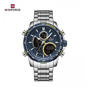 НАВИФОРЦЕ мушки дигитални спортски мултифункционални хронограф кварцни водоотпорни ручни сат од нерђајућег челика НФ9182