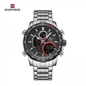 NAVIFORCE Txiv neej Cov Kev Ua Si Multifunction Chronograph Quartz Waterproof Stainless Hlau Wristwatch NF9182