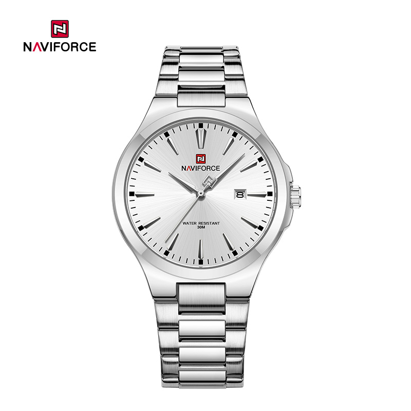 Naviforce NF9214 Japan Movement Stainless Steel Strap Simple Fashion Business Casual Wear-resistant Mineral Glass Pangkapaligiran Plating Panlalaking Quartz Watch