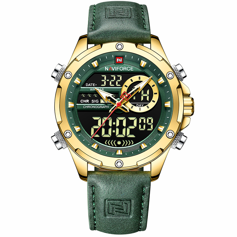 NAVIFORCE NF8034 Men's Chronograph Multifunctional Calendar nga Waterproof Silicone Strap Watch nga adunay Night Light Fashion Wristwatch