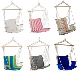 AJ Factory Wholesale Outdoor Indoor Garden Portable Cotton Rope Hanging Canvas Seat Swing Chair