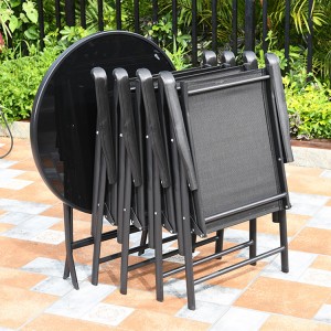 Wholesale Outdoor Cafe Garden Patio Backyard Poolside Teslin Mesh Armchair Folding Chairs with Armres