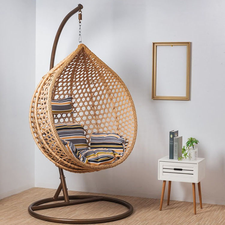Wholesale Outdoor Balcony Patio silla colgante Hanging Chair Kids Wicker Rattan Egg Chair Swing with Stand Featured Image