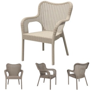 AJ Factory Wholesale Restaurant Cafe Patio Garden Arm Chair Plastic Stackable Dining Armchair