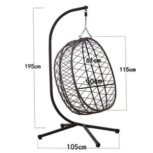 Factory wholesale Outdoor Patio Courtyard Garden Weave Pe Rattan Rope Folding Hanging Egg Swing Chair with Cushion