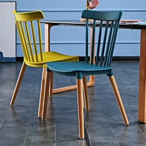 AJ Wholesale Outdoor Event Restaurant Cafe Plastic Windsor Dining Chair with Beech Wood Legs