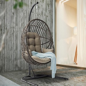 AJ Factory Wholesale Outdoor Garden Patio Rattan Egg Chair Fold Pe Rattan Egg Chair Swing For Living Room
