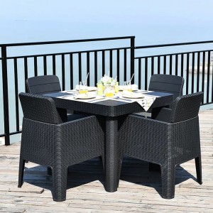 AJ Factory Wholesale Outdoor Balcony Cafe Patio Garden Plastic Stackable Dining Table and Chair Set