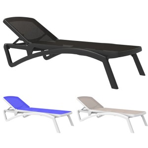 AJ Factory Wholesale Outdoor Garden Beach Patio Pool black Stackable Plastic Chaise Sun Loungers Chair