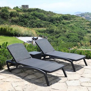 AJ Factory Wholesale Outdoor Garden Beach Patio Pool black Stackable Plastic Chaise Sun Loungers Chair
