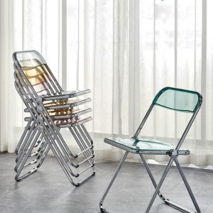AJ Factory Wholesale 12MM Steel Tube Frame PC Acrylic Plastic Transparent Clear Folding Chair