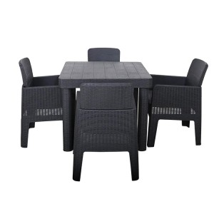 AJ Factory Wholesale Outdoor Balcony Cafe Patio Garden Plastic Stackable Dining Table and Chair Set