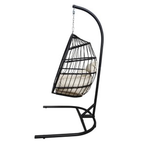 Factory wholesale Outdoor Garden Courtyard Patio Rope Pe Rattan Wicker Folding Hanging Swing Chair with Stand