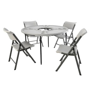 AJ Factory Direct Outdoor Patio Metal Frame Hdpe Plastic White Round Folding Crawfish Table